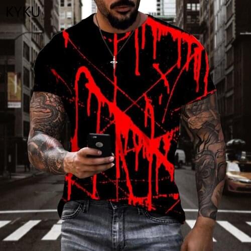 KYKU Halloween T shirt Men Blood Anime Clothes Hip Hop Tshirt Printed Harajuku Funny T shirts Mens Clothing summer Cool Style