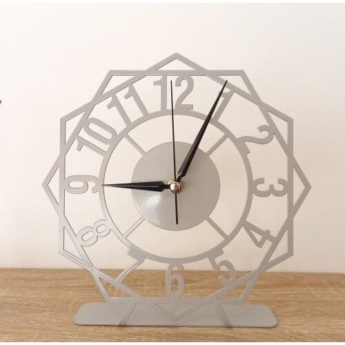 Table clock, Modern and Geometric Clock, Desktop Metal Clock, Table top clock, Star Gray