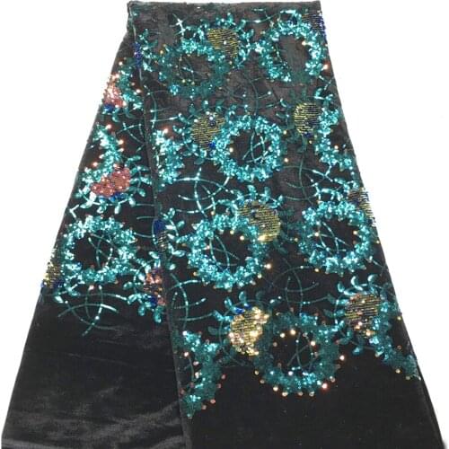 Latest African Lace Fabric 2021 High Quality Velvet Lace Green Nigerian Lace Fabrics For Wedding Dress 5yards M35552