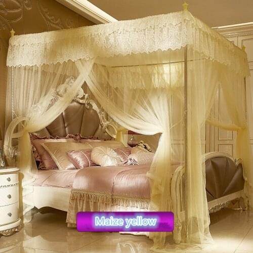 Newly listed mosquito net for summer bed netting canopy with four corners bed curtain romantic lace palace style queen king size