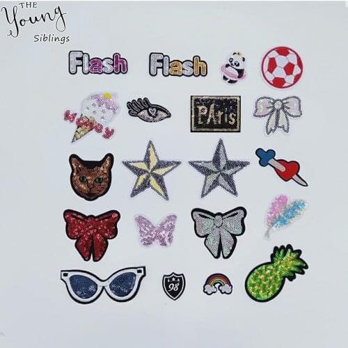 New arrive Embroidery Cartoon Sequins patch Hot melt adhesive Patch DIY Iron on patch Badges Clothing Decorate Sewing Accessory