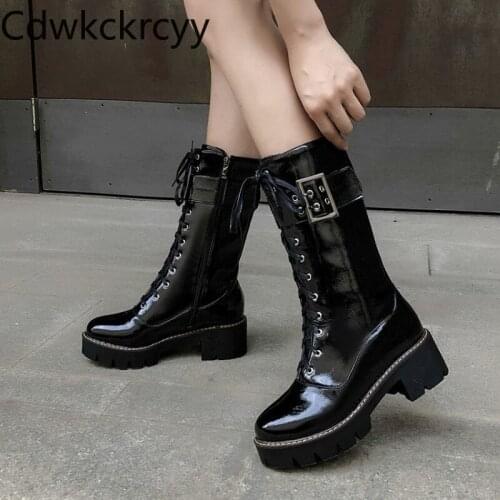 Winter The New fashion Round head Thick with Martin boots student Leisure Handsome Plus velvet Keep warm High heel Women boots