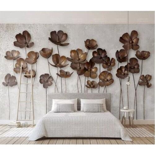 Wallpaper for walls 3 d Custom wallpaper 3d 3d iron flower retro retro modern minimalist TV wall papel de parede