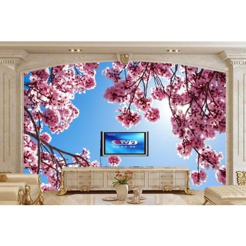Custom murals,Flowering trees Branches Pink color Flowers wallpapers,living room tv sofa wall bedroom 3d wallpaper background