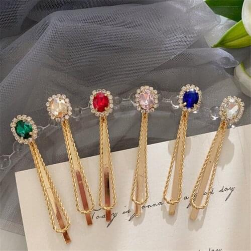 Multicolor Rhinestone Barrette Gorgeous Square Hair Clip Spring And Summer New Handmade Hair Accessories For Women