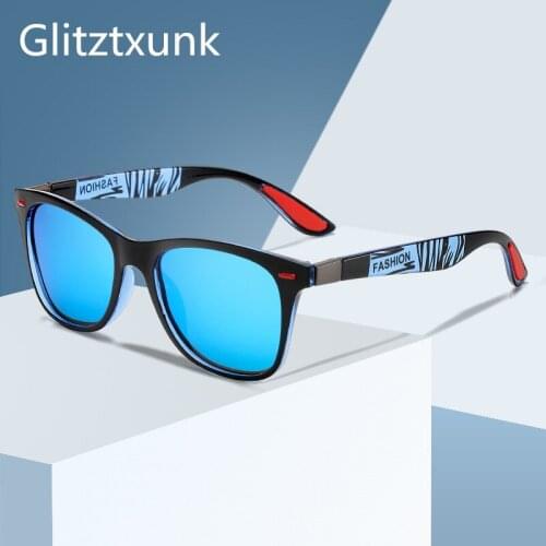 Glitztxunk New Polarized Sunglasses Men Women Brand Design Sports Driving Square Sun Glasses For Male Goggle UV400 gafas de sol