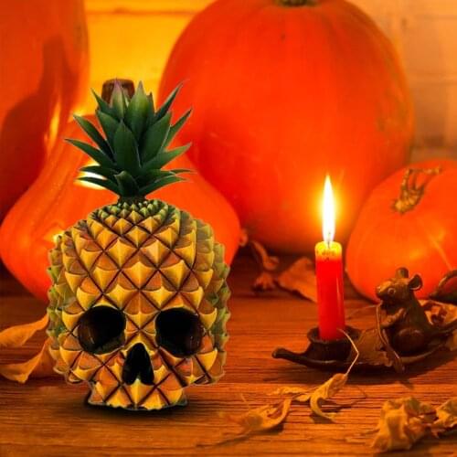 Halloween Resin Pineapple Skull Ornament Garden Statue Creative Living Room Figures Modern Personality Home European Decoration