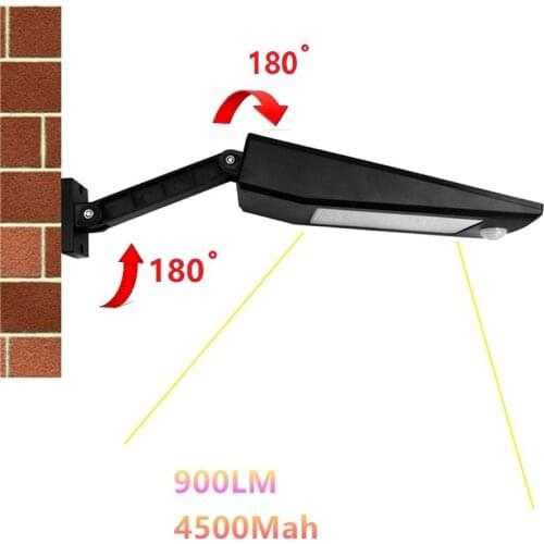 GYLBAB Solar Powered 48LED 900LM Bright Light Wall Lamp PIR Sensor Motion With Adjustable Pole For Outdoor Lighting