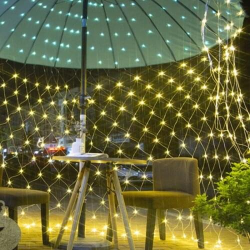 LED Fairy String Lights Romantic Net Mesh Curtain Lights Waterproof Decorative Lights for Christmas Outdoor Wedding Garden Decor