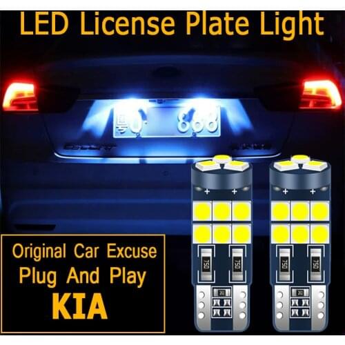 2pcs T10 W5W LED License Plate Lights Bulb Lamp For KIA rio 3 5 ceed cerato seed Sportage 4 Spectra Optima Sedona Sorento Rondo