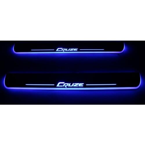 SNCN LED Car Scuff Plate Trim Pedal Door Sill Pathway Moving Welcome Light For Chevrolet Cruze 2015 2016 2017 2018 Badge Emblem