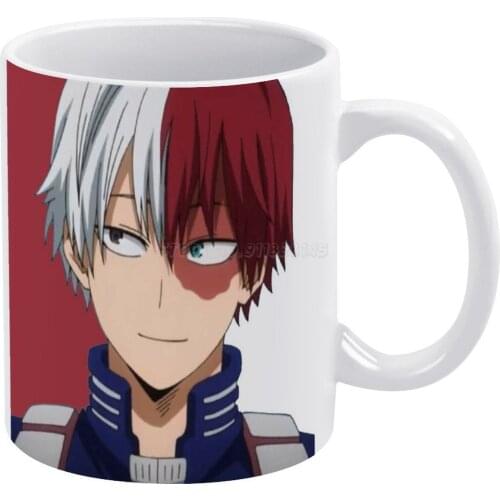 Todoroki Design ( MHA ) White Mug Coffee Mug Afternoon Tea Christmas Cups Ceramic Mug 330ml for Coffee Mha Bnha Mha Bnha Boku