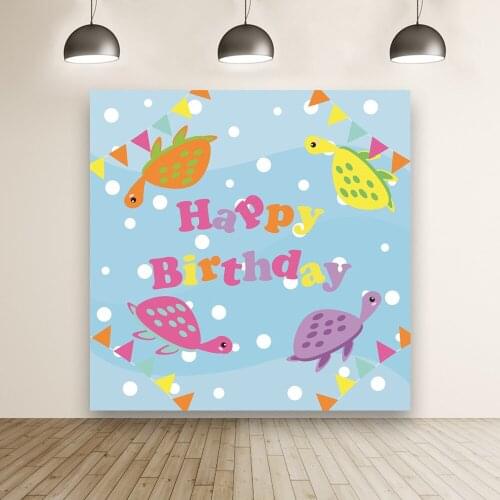 Colorful Sea Turtle Bunting Kids Custom Vinyl Photo Background Studio Wall Decors Cartoon Birthday Baby Shower Banner Backdrops