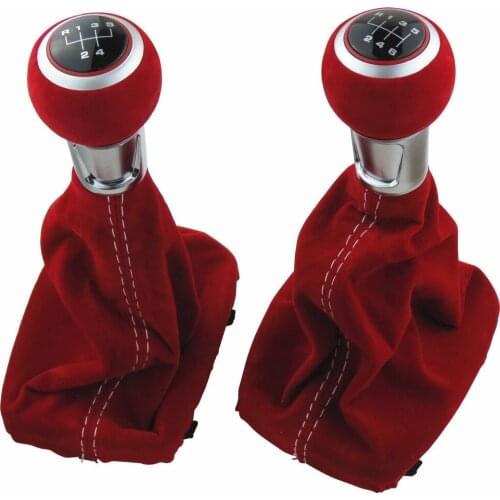 Top Quality Red 5/6 Speed Suede Leather Complete Gear Shift Knob Boot Cover Gaiter For Audi A3 S3 2001 2002 2003