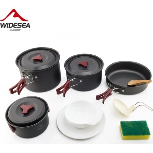 Widesea 4-5 pepoles Camping Cookware travel Tableware outdoor cooking set Picnic set Backpacking Bowl Pot Pan utenils cutlery
