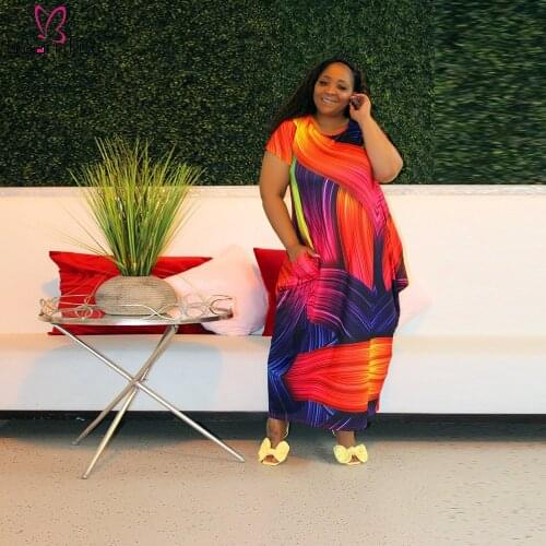 Summer Dress Women 2021 Elegant Tie Dye Printed Long Maxi Vintage Dresses Robe Femme Tunics Plus Size Women Clothing Vestidos