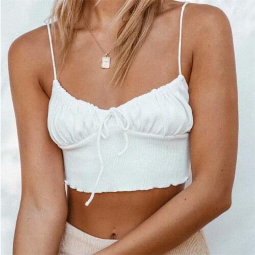 ZXQJ Women 2021 Sexy FashionPull-on Elastic Bow Tank Top Vintage Backless Elastic Straps Female Shirts Chic Tops