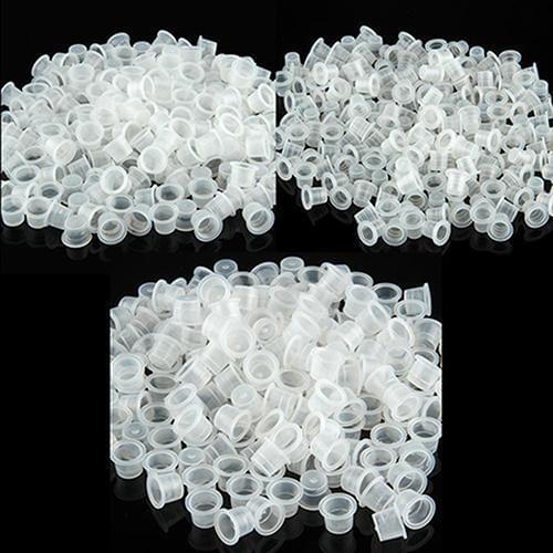 100Pcs Small Medium Large Clear White Plastic Tattoo Ink Cups Holder Supplies