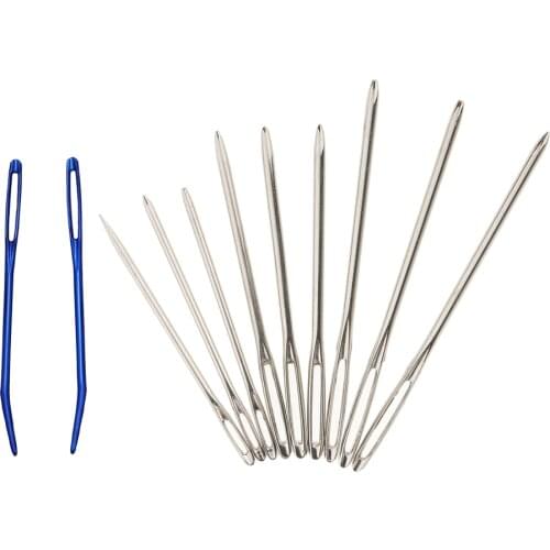 11 Pieces/Set Large-eye Blunt Needles with Bent Tip Tapestry Needle Set