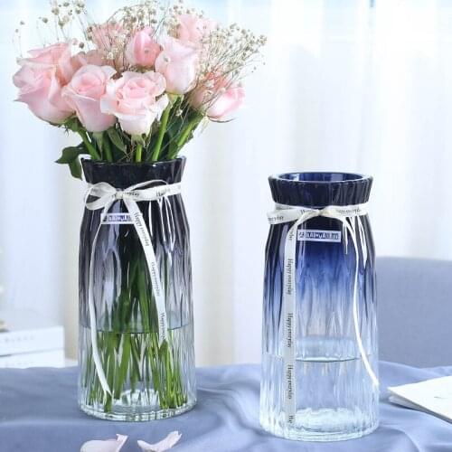 2020 Creative European gradient color glass vase green dill plant hydroponic glass rose lily dried flower vase decoration