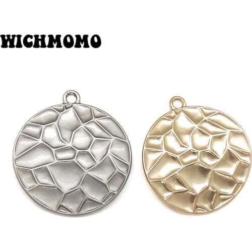 2019 New Fashion 28*25mm 6pieces/bag High Quality Zinc Alloy Round Spongy Charms Pendant for Earring Jewelry Accessories Making