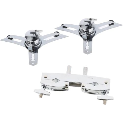 3Pieces Drum Cymbal Clamp Mount Tom Drum Suspension Rim Hanger Parts Silver