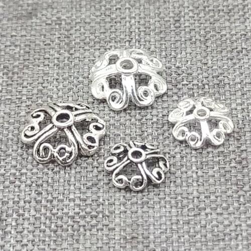 40 Pieces 925 Sterling Silver Flower Bead Caps Spacer for Bracelet 6mm 8mm