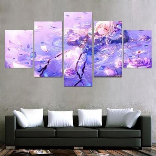 5 Pieces Evergarden Wall Art Prints Canvas HD Painting Pictures Modular Animation HD Poster for Living Room Home Decoration