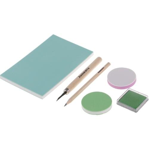 6 Pieces/set DIY Rubber Stamp Carving Block Kit with Cutter Art Chisels Tools for DIY Crafts