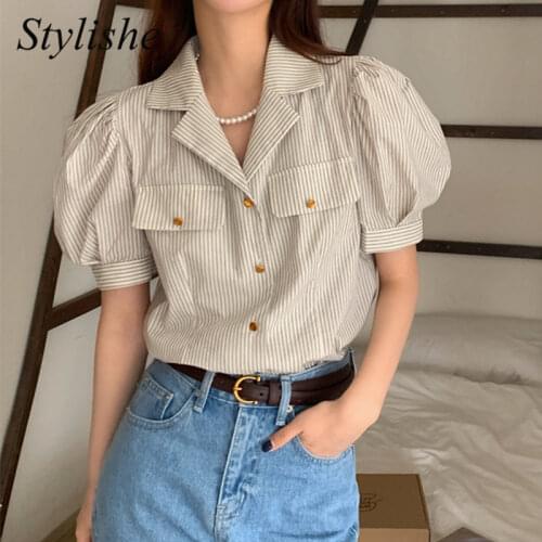 Aelegantmis Striped Blouses