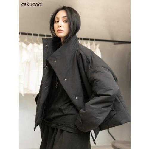 Cakucool 2021 new dark Japanese Yamamoto style loose metal large size fashion button short warm cotton jacket