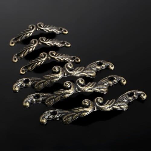 DRELD 10Pcs Antique Furniture Handle Jewelry Wooden Box Pull Handle Cabinet Drawer Wardrobe Door Handle Knob Furniture Fittings