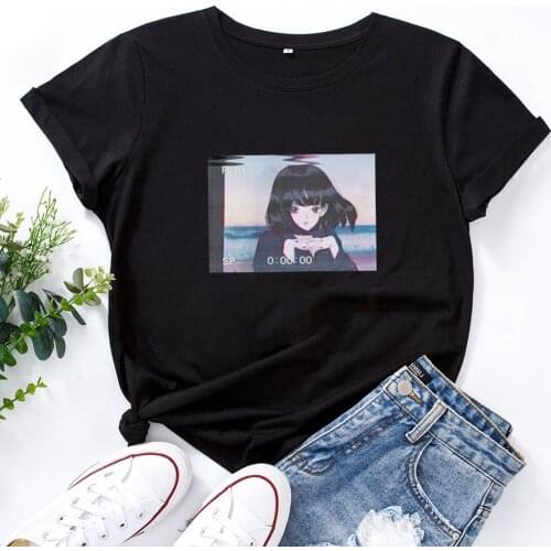 Japanese Anime Cute Sweet Girl Woman Tshirt Top Cartoon Harajuku Camisetas Mujer Summer Casual Simple Wild Woman T-shirts
