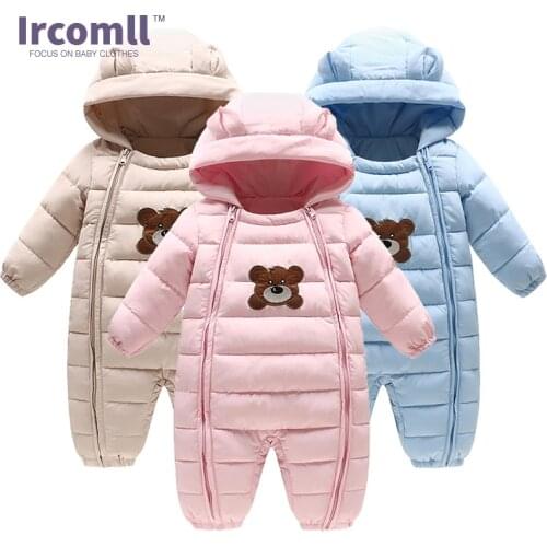 Ircomll 2017 Winter New Baby Bodysuits one-pieces Boys Grils Clothes Long Sleeve Hooded Infant Clothing Kids Newborn Outwear