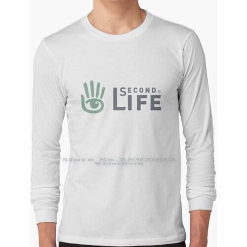 Classic Second Life Logo Long Sleeve T Shirt 100% Pure Cotton Big Size Second Life Virtual World Community Global Official