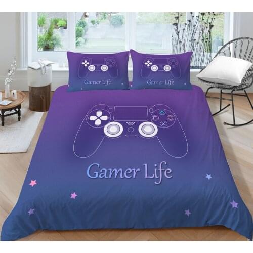 'Gamer Life' and Game Pad Printing Bedding set Quilt cover with pillowcases Home Textiles Bedroom Decor 2/3 pieces