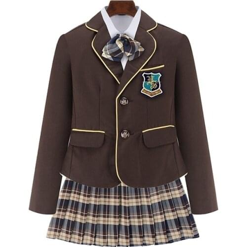 Elementary School Students Suit Girls and Boys School Uniforms British style Winter