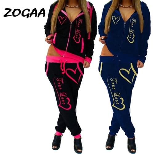 ZOGAA Womens Fashion Tracksuit Two Piece Set Casual Sportswear For Woman Clothes Winter Fitness Suit 2 Piece Suit Sweat Suit