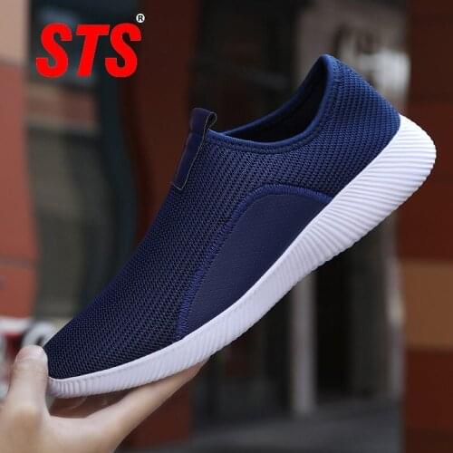 STS Women Shoes Knit Sock Sneakers Plus Size 46 Fashion Women Vulcanize Shoes Female Air Mesh Sneaker Flat Casual Tenis Feminino