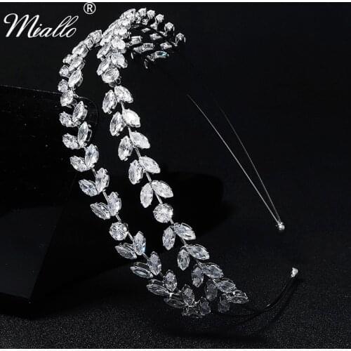Miallo Fashion Cubic Zirconia Headbands for Women Hair Accessories Crown Wedding Bridal Hair Jewelry Party Headpiece Gift
