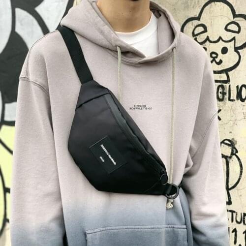 Mens waterproof nylon chest bag fashion trend diagonal bag unisex simple wear-resistant waist bag mobile phone bag chest bag