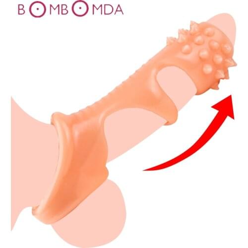 Soft Men Delay Lock Sperm Fine Male Penis Sleeve Penis Extender Sleeve Erection Enhancer Dick Cock Ring Sex Toys Intimate Goods