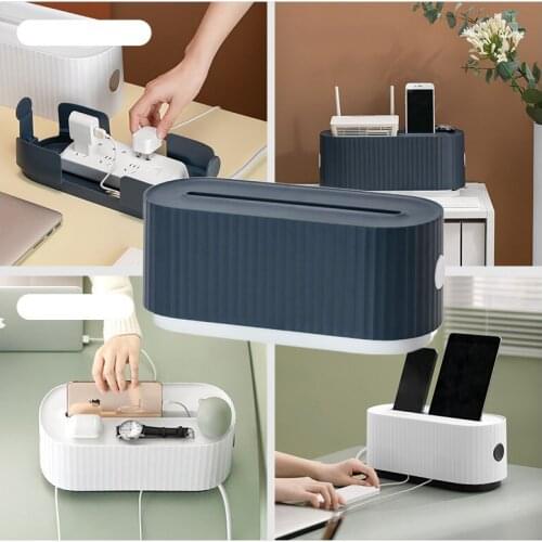 Desktop Cable Storage Box Power Board Wire Box Anti Dust Charger Socket Cable Organizer Box
