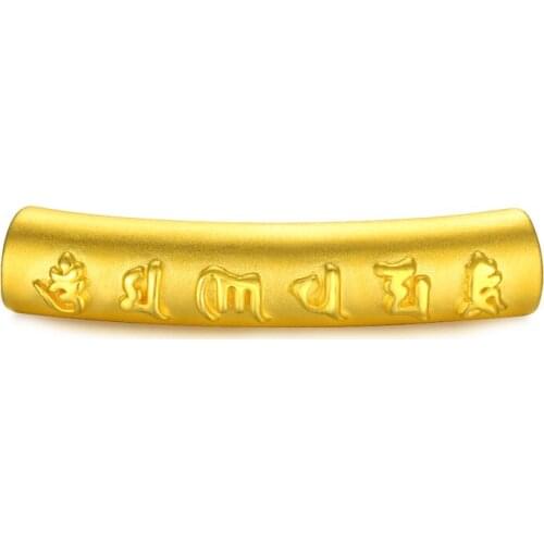 Real 24K Yellow Gold Long Tube Pendant 3D Craft Buddhist Sutra Tube Pendant