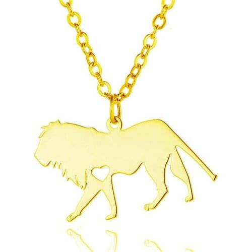 New Lion Necklace Gold Color Silver Color Stainless Steel Lion Pendant Necklace Lion Jewellery