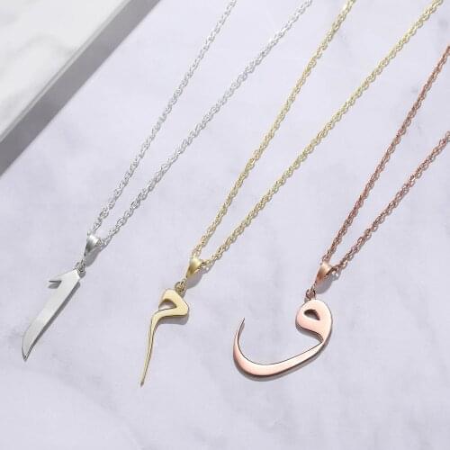 Arabic Initial Necklace Stainless Steel custom made 18k gold plated Name Pendant Jewelry Custom Arabic Number Jewelry For Women