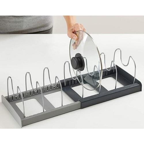 7 Divider Kitchen Organizer Pot Lid Rack Stainless Steel Pot Lid Shelf Cooking Dish Rack Pan Cover Stand Kitchen Accessories
