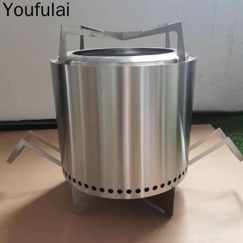 15" Outdoor Camping Stove Portable Stove BBQ Picnic Burning Low Smoke Stove Cooking Hiking Climbing Supplies Equipment