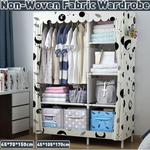 Portable Closet Wardrobe Modern Minimalist Style Clothes Rack Dustproof Cover Bedroom Storage Organizer Holder Closet Furniture