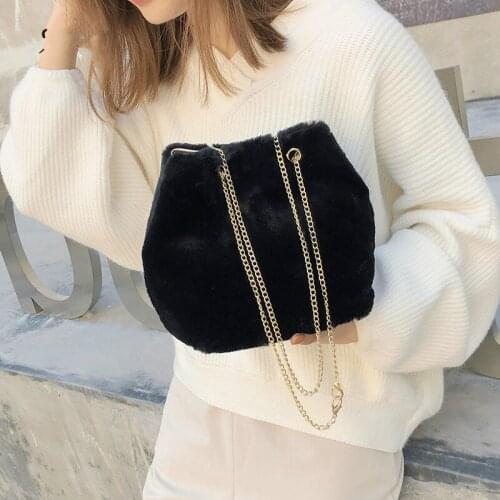 Dropshipping Crossbody Bags for Women Bucket Bag Shoulder Bag Plush Fur Retro Fashion Leisure Female Designer Women MessengerBag